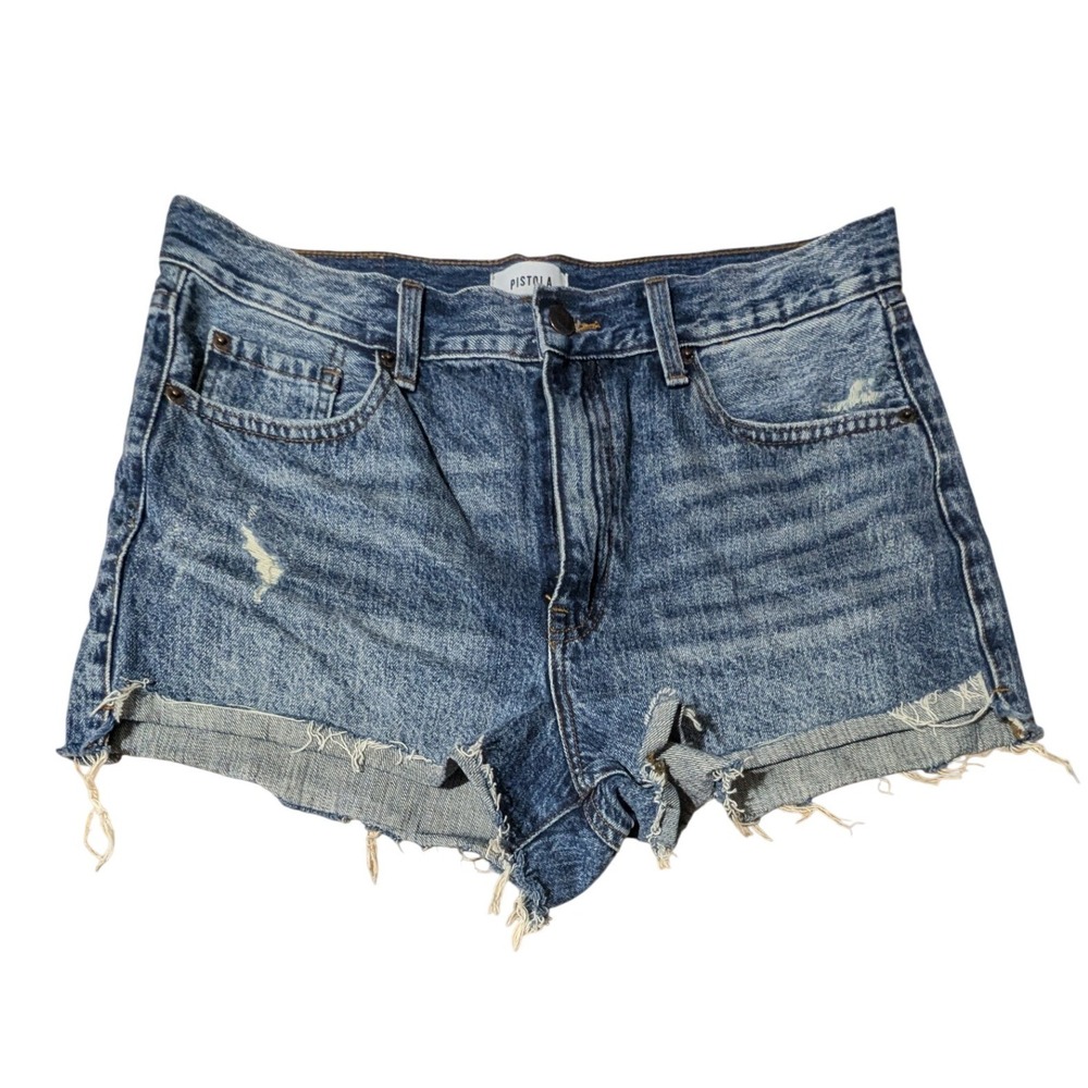 Pistola Denim Shorts Women Size 30 Blue Distressed Cut Off High Rise Boho Casual